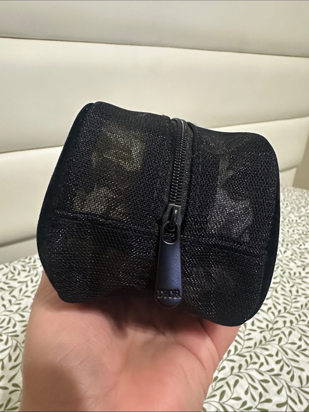 Dior Black Mesh Logo Cosmetic Pouch - Picture 3 of 8